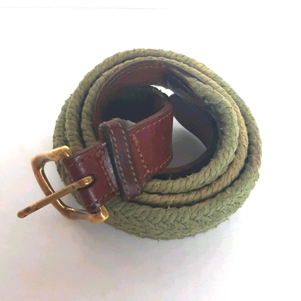 VINTAGE Leather and Woven Cord Belt